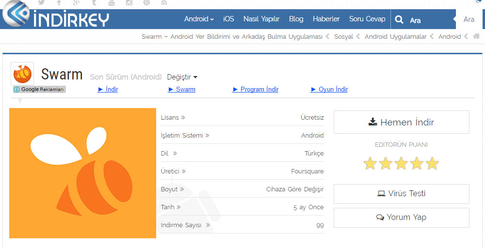 Swarm İndir Android ve iOS İçin