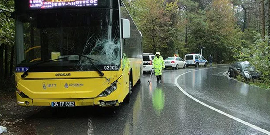 Virajı alamadı İETT otobüsüne çarptı!
