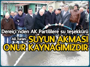 Maden Dereiçi’nden su teşekkürü