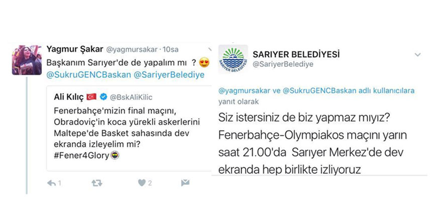 Fenerbahçe-Olympiakos maçı için Sarıyer’de dev ekran kuruluyor